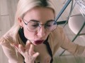 A realtor with glasses showed the apartment but could not refuse a big dick and sperm on her face in