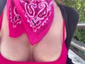 Take a walk with braless Artemisia Love and some tits flashing at the park