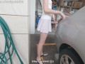 Teaser - Washing Car in Risky White Transparent Clothing - Moriya Exhibit