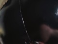 Latex milf rides me and I cum a lot on her latex back - 4k video