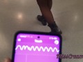 Public Flash - Female orgasm with remote toy at shopping center - Control teacher's pussy with Lush