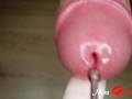 Close up amateur femdom ruined orgasm with urethral sounding. Frenulum stimulation