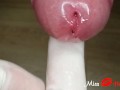 Close up amateur femdom ruined orgasm with urethral sounding. Frenulum stimulation