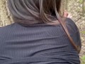 Public fucking in the woods with cum shot on ass