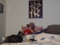 White milf smoking while watching videos on her phone