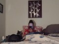 White milf smoking while watching videos on her phone