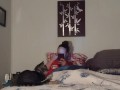 White milf smoking while watching videos on her phone
