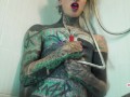 TATTOO girl ANAL masturbation in shower - anal gape, PISS, squirt, goth, clean asshole, enema fetish,punk