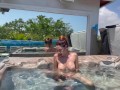 Artemisia Love jerks off naked in the jacuzzi