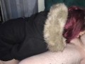 Milf Gagging in fur coat