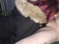 Milf Gagging in fur coat