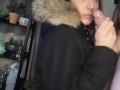 Milf Gagging in fur coat