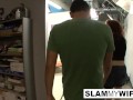 Redhead gets pounded while he watches