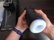Horny guy uses an automasturbator moaning heavily experiencing the best orgasm Unboxing TRYFUN