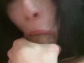 Slutty 18yo brunette tries her new lips on a big cock