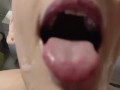 Facial cumshot and cum swallow