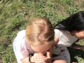 Double Blowjob in the Woods from Slutty Girlfriends