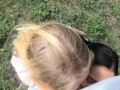 Double Blowjob in the Woods from Slutty Girlfriends