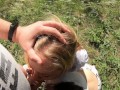Double Blowjob in the Woods from Slutty Girlfriends