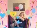 Triple dildo masturbating hard and really cumming - KISS makeup