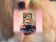 Triple dildo masturbating hard and really cumming - KISS makeup