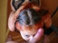 Redhair girl does blowjob. Sperm on hair