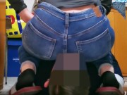 Girl face farting In Jeans