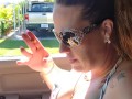 College amateur girl smoking in her bathing suit wants to be a pornstar so bad