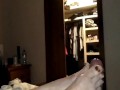 Footjob sexy as feet 2tone toe nails till cum on mates mums feet