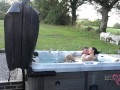 passionate outdoor sex in hot tub on naughty weekend away