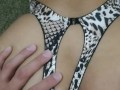 Leopard bodysuit teen doggy style POV