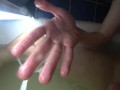 Massive eruption of sperm underwater. Masturbation in the bathroom