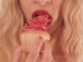 Blonde Eats a Cupcake with Pink Frosting