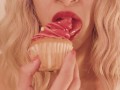 Blonde Eats a Cupcake with Pink Frosting