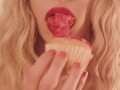 Blonde Eats a Cupcake with Pink Frosting