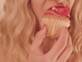 Blonde Eats a Cupcake with Pink Frosting