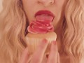 Blonde Eats a Cupcake with Pink Frosting
