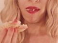 Blonde Eats a Cupcake with Pink Frosting