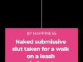 Naked submissive slut taken for a walk on a leash in forest ANAL LEASH but plug
