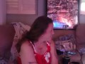 Sexy milf smoking in mini red night dress part 2