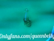 She did pregnant belly by ballon in solarium/belly inflation/ air bulge/air belly stuffing/PART:TWO