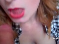 British redhead Lola Gatsby wanks and sucks me off before i cum in her mouth