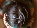 Sweetie does blowjob with sperm on hair