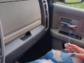 Cute girl smoking in truck 