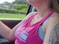 Cute girl smoking in truck 