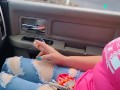Cute girl smoking in truck 