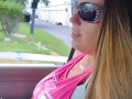 Cute girl smoking in truck 