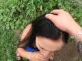 Public Cum Swallow Behind Garages During the Walk - POV