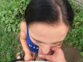 Public Cum Swallow Behind Garages During the Walk - POV