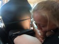 Risky Car Blowjob During Taxi Ride
